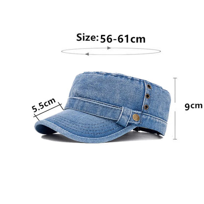 Snapback Cap New Spring Summer Washable Denim Vintage Military Hats