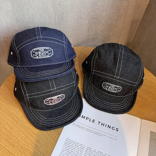 5 Panel Baseball Cap Denim Cotton Dad Hats Classic Flat Bill Caps