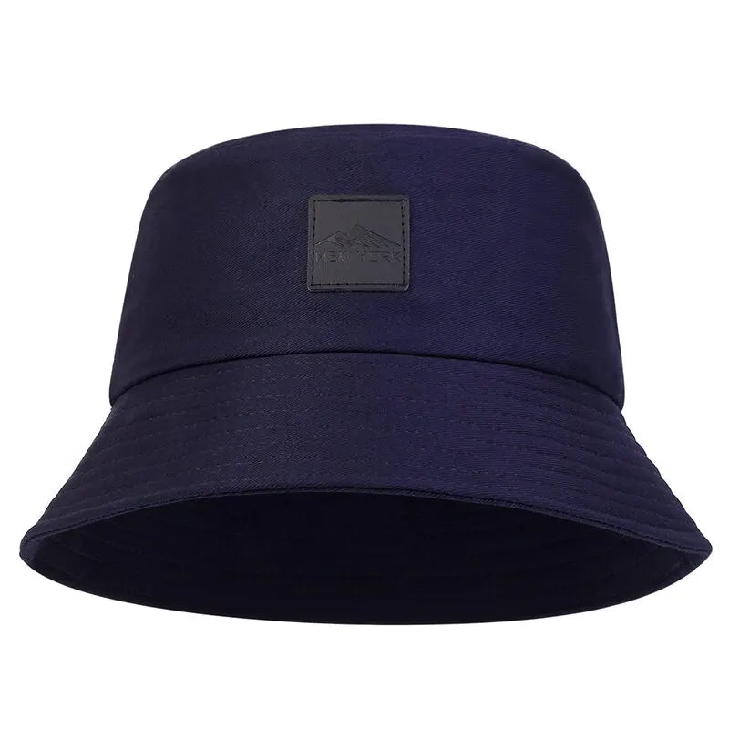 Unisex New York Leather Label Personality Bucket Hats Fishermen Caps