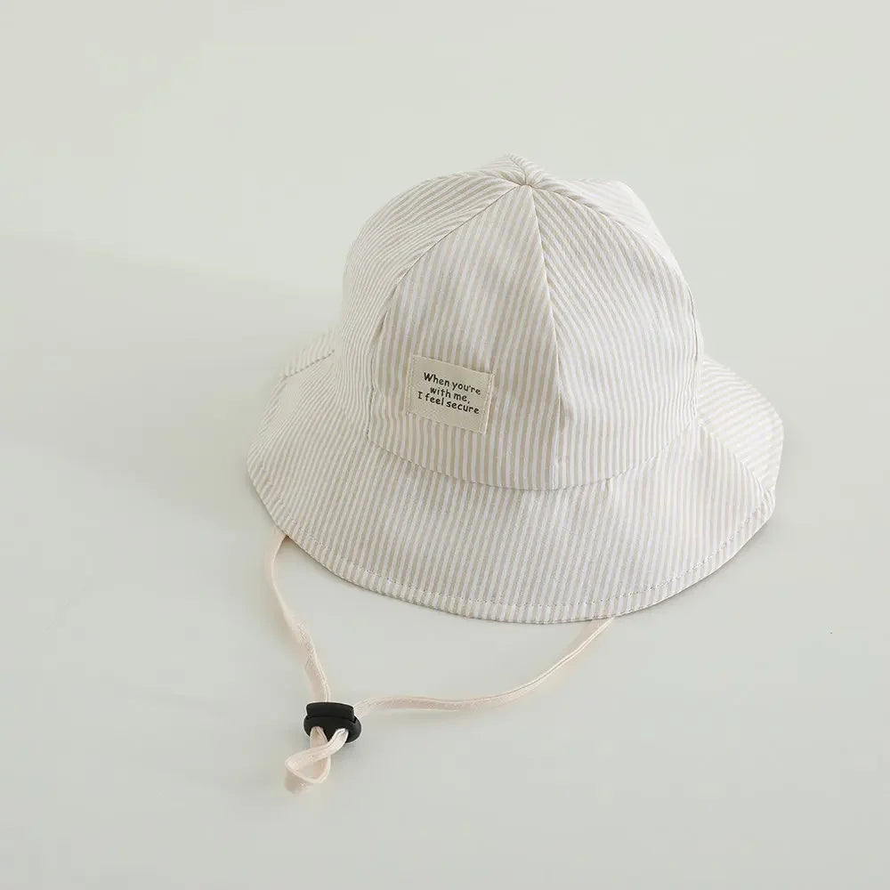 New Panama Summer Striped Children Bucket Hat Baby Boys And Girls Beach