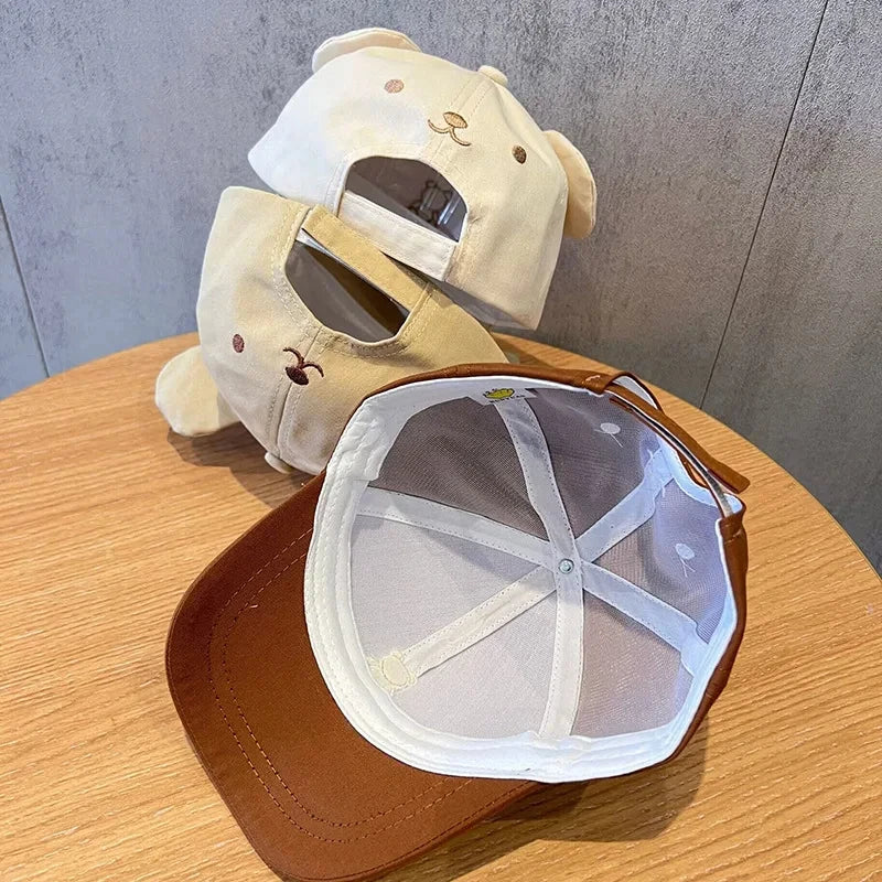 Adjustable Baby Baseball Cap For Boy Girl Cartoon Bear Infant Sun Hat Summer Toddler Kids Kawaii Peaked Caps
