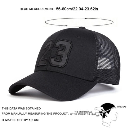 Unisex 23 Embroidery Baseball Net Caps Hip Hop Cap Spring Summer