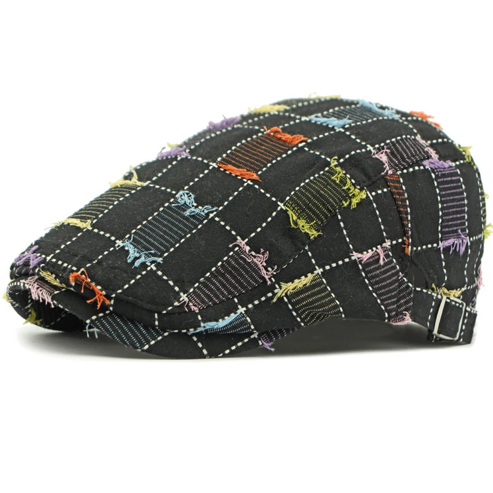 Men Women Vintage Artist Painter Plaid Beret Hat