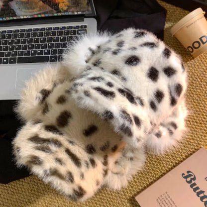 Korean Leopard Print Plush Hat