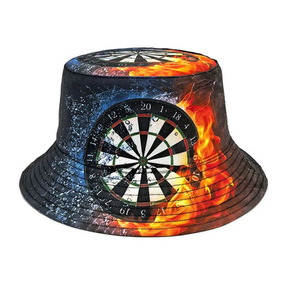 Dart Board Printing Bucket Hat Bow And Arrow Pattern Fisherman Hats Double Sides Reversible Panama Cap Caps For Men And Woman