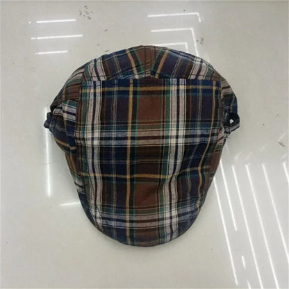 Four Seasons Cotton Stripe Print Newsboy Caps Flat Peaked Cap Men And Women