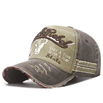 Four Seasons Baseball Cap Casual Wash Embroidered Cap Curved Brim Bowler Sun Hat Vintage distressed