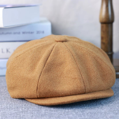 New Wool Newsboy Cap Black Khaki Men Women British Gatsby Retro Hat