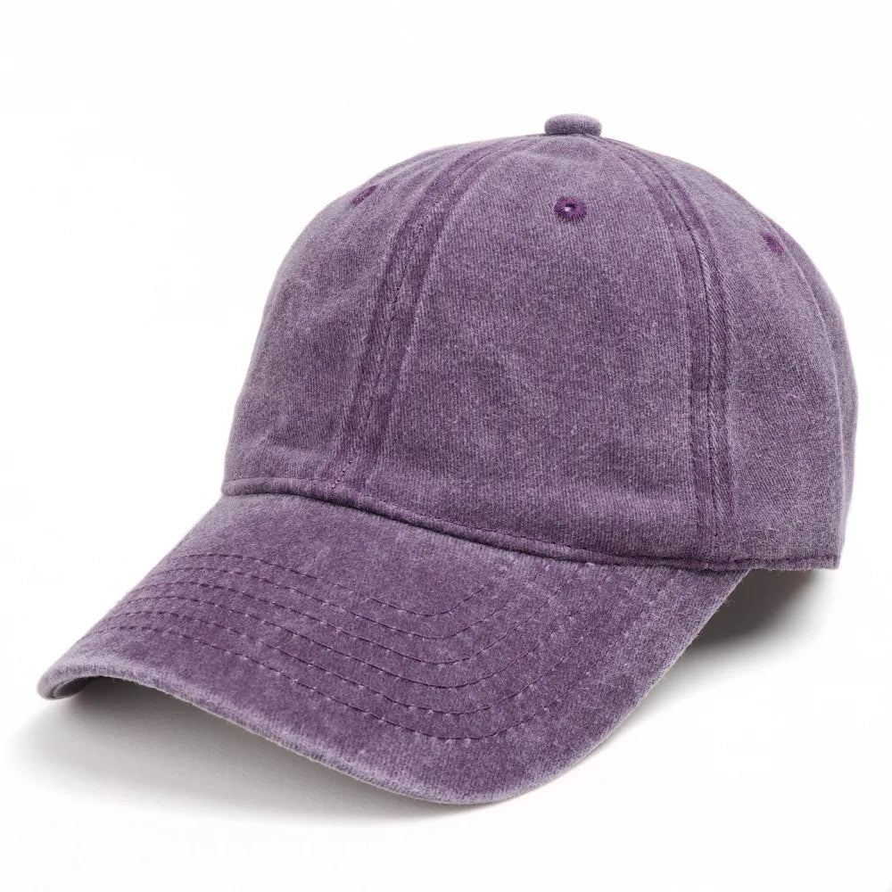 Vintage Wash Cotton Baseball Cap Unisex Plain Soft Crown Sun Visor Dad Hat