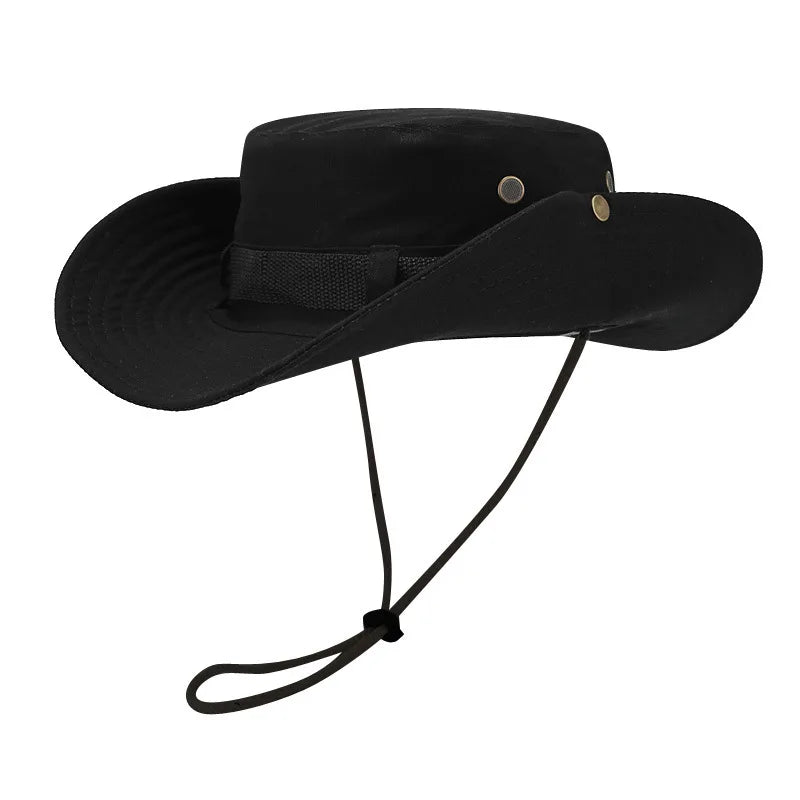 Solid Drawstring Women Bucket Hats Men Cap