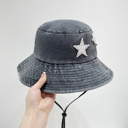 Unisex Washed Cotton Western Bucket Hats Men Women