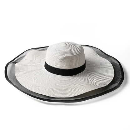 Women Sun Hat Big Eaves Waves Beach Cap Ladies Hat Big Brim Sun Visors UV Cut Bucket