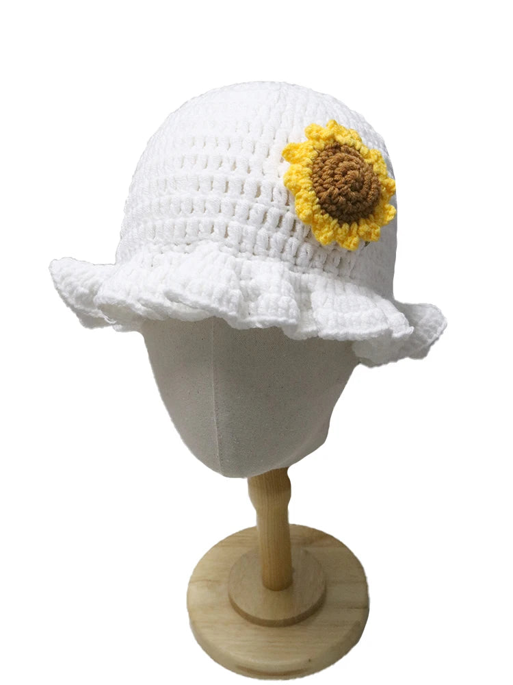 Solid Color Hand Knitted Knit Hat In Bohemian Style With Hollowed Out