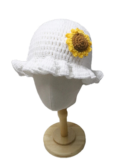 Solid Color Hand Knitted Knit Hat In Bohemian Style With Hollowed Out