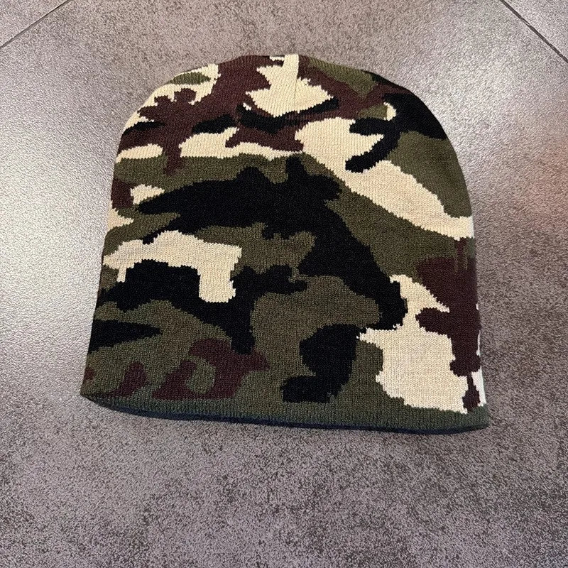 Women's Camouflage Knitted Hat Men Cry Caps