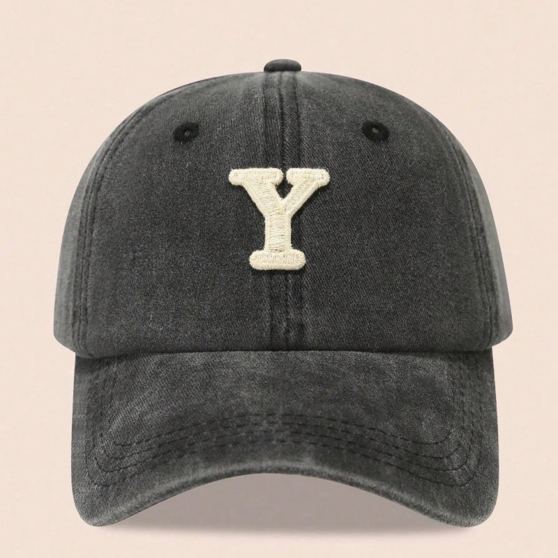 Washed Letter Embroidered Baseball Caps