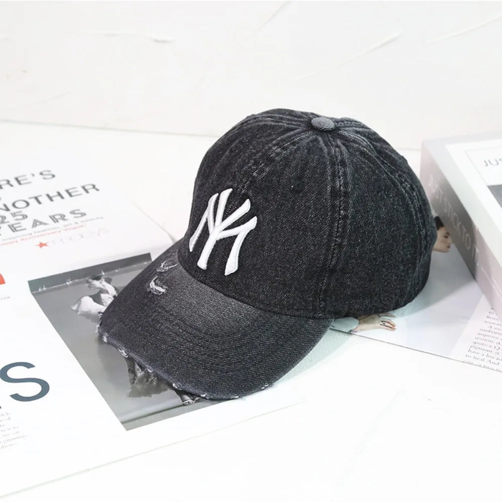 Denim Fabric Washed Denim Baseball Cap