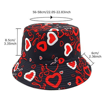 Love Pattern Valentine's Day Gift Bucket Hat Women Men Summer