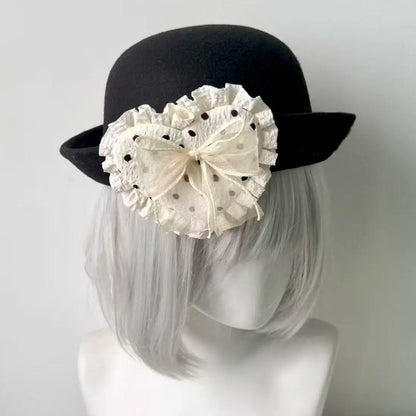 Y2K Original Lace Polka Dot Heart-Shaped Beret