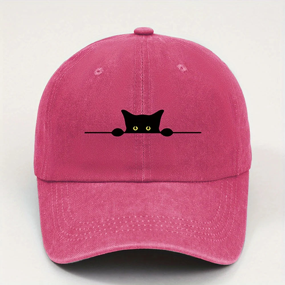Cute Black Cat Printed Baseball Cap for Men and Women