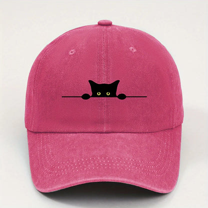 Cute Black Cat Printed Baseball Cap for Men and Women