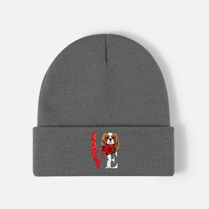 Cavalier King Charles Spaniel Rose Love Beanie Knit Winter Hat