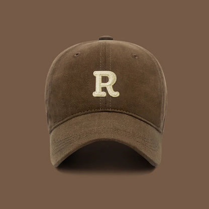 Unisex Korean Version Big Head Circumference Three-Dimensional R Letter Cotton Embroidered Baseball Cap