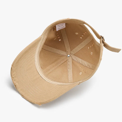 Distressed Washed Baseball Cap For Women