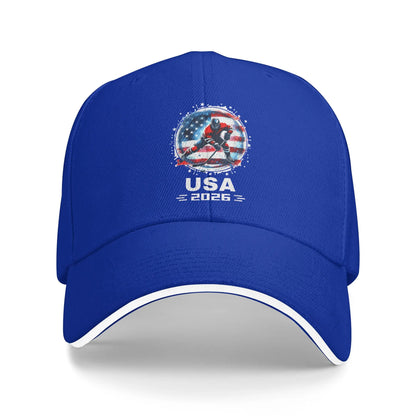 USA Hockey Sandwich Hats Unisex, Popular, Baseball Cap Hats Adjustable