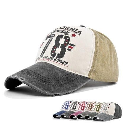 Distressed Washed Denim Trucker Cap Letter 78 Embroidered Baseball Hat