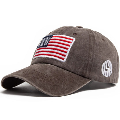 USA Flag Embroidery Baseball Cap Retro Washed Cotton Dad Hats