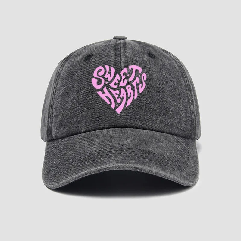 Pink Heart-Shaped Letter Printed Baseball Cap