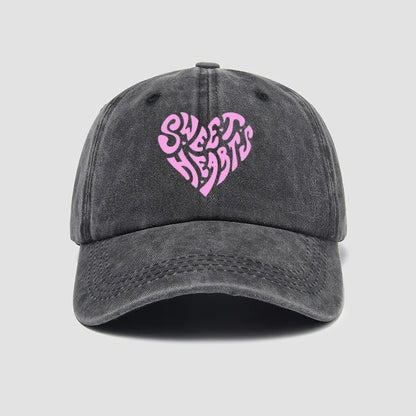 Pink Heart-Shaped Letter Printed Baseball Cap