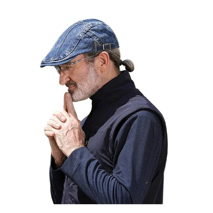 Japanese-Style Denim Newsboy Cap For Men Fashion Retro Hat Versatile Korean-Style Beret