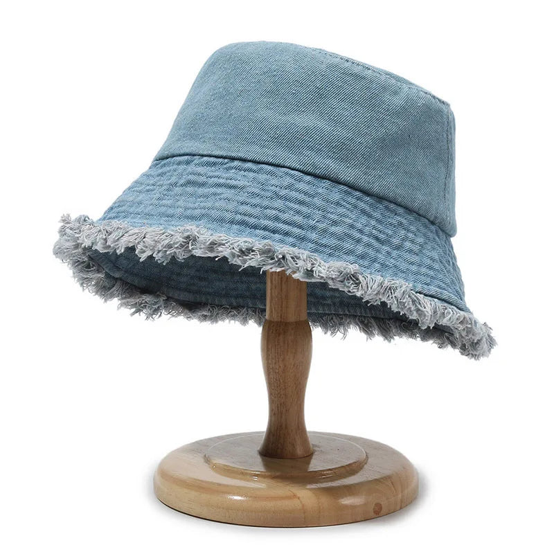 Wide Brim Denim Bucket Hat Beach Packable Travel Fisherman Hat