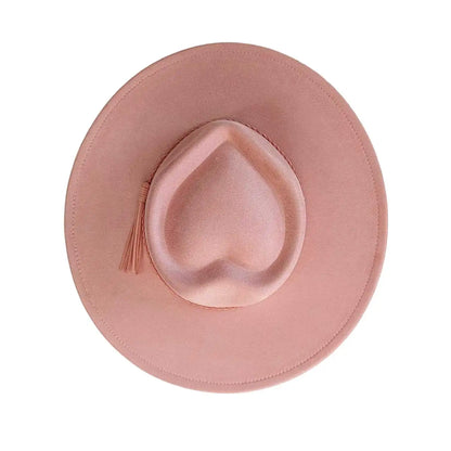 Vegan Suede Hat Teardrop Shape 9.5cm Wide Brim Fedora Hat Men's And Women's