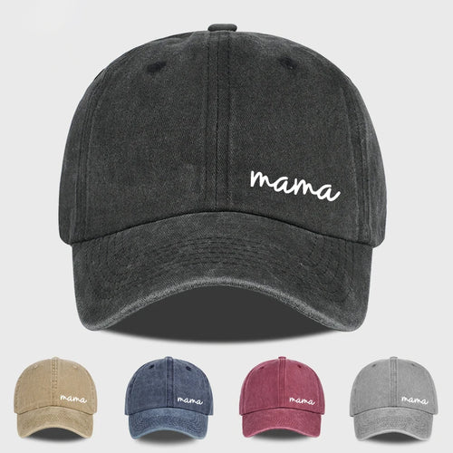 Minimalist "Mama" Print Washed Baseball Cap