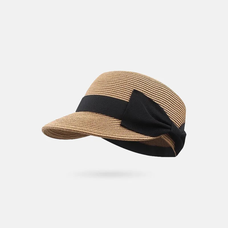 Bow Shaped Dome Grass Woven Duckbill Hat