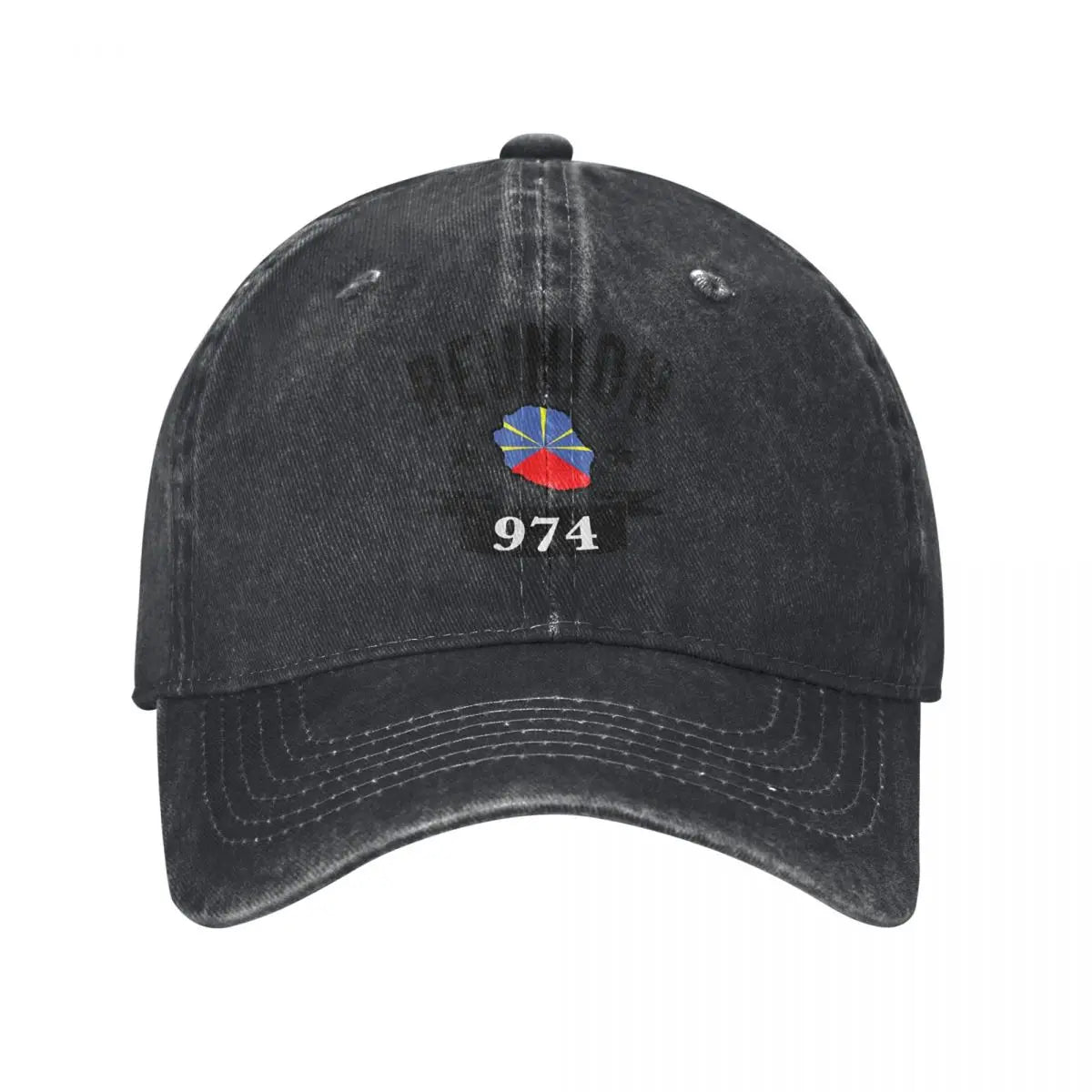 Casual Reunion Island 974 Flag Map Baseball Caps Distressed Denim