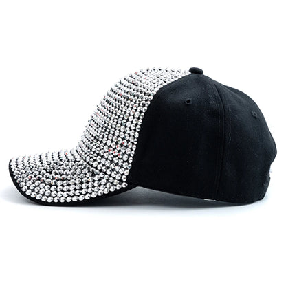 Women Diamond Inlay Cap Simple Plain Baseball Cap Female