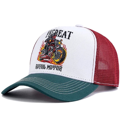 Motorcycle Embroidered Flame Biker Patch Baseball Cap For Man Woman