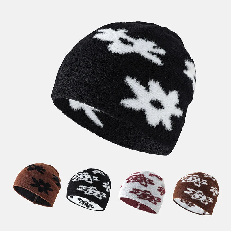Women Hat Beanie Knitting Letter Graphic Winter