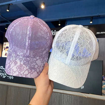 Summer Korean Style Fashionable Lace Flower Baseball Cap