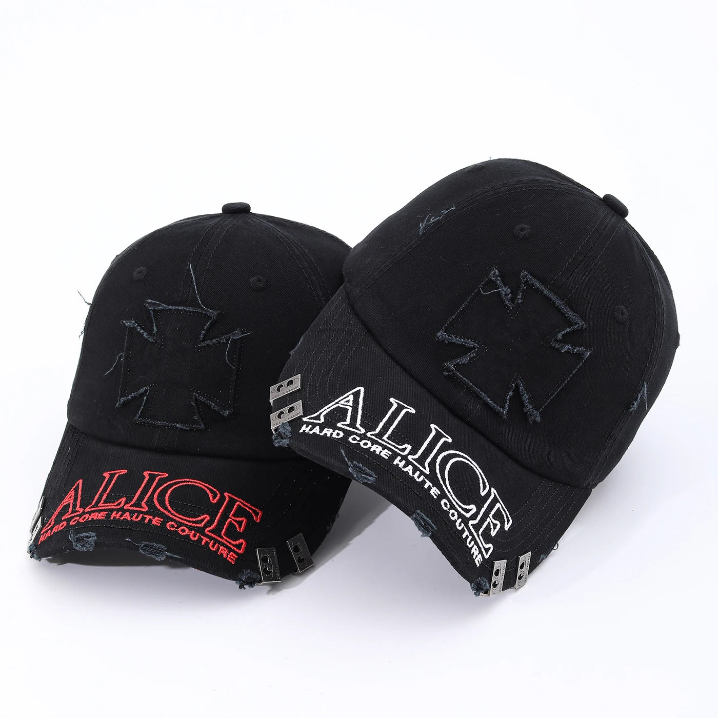 Embroidery Cross-Letter "Alice" With Steel Patch Holes Baseball Cap