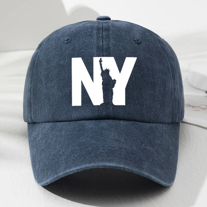 Unisex NY Goddess Print Soft Top Baseball Cap, Adjustable Outdoor Hat