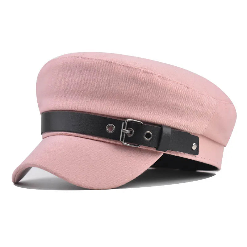 Belt Buckle Flat Top Duck Hat Fashion Trend Beret Artist Octagonal Cap