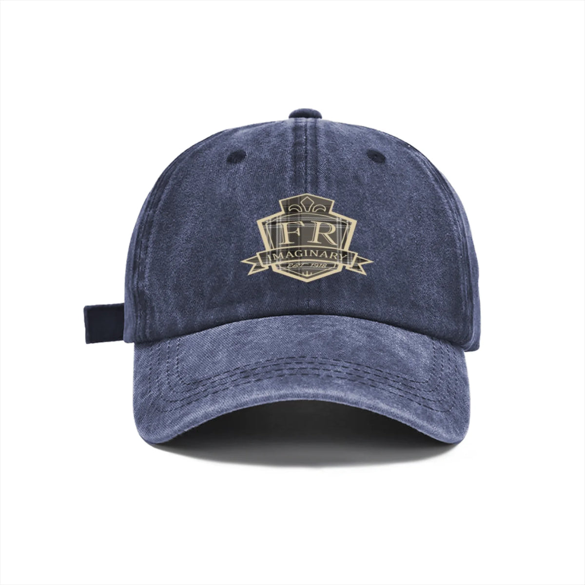 Vintage Washed Baseball Cap Unisex Distressed Snapback Hat Grey Gold Embroidered Shield Adjustable Hat
