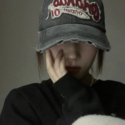 Hip Hop Holes Baseball Hat For Men Women Retro Washed Cotton Peaked Cap