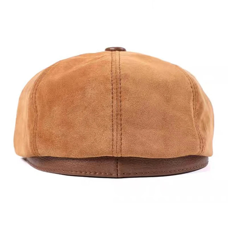 Retro Spring Genuine Suede Leather Boina Hat