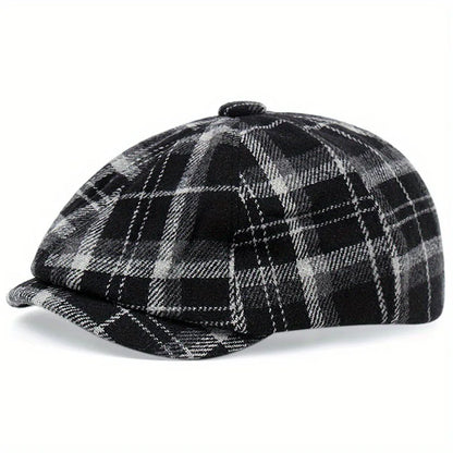 Men's And Women's Fashion Versatile Beret Casual Stripes Warm Octagonal Cap